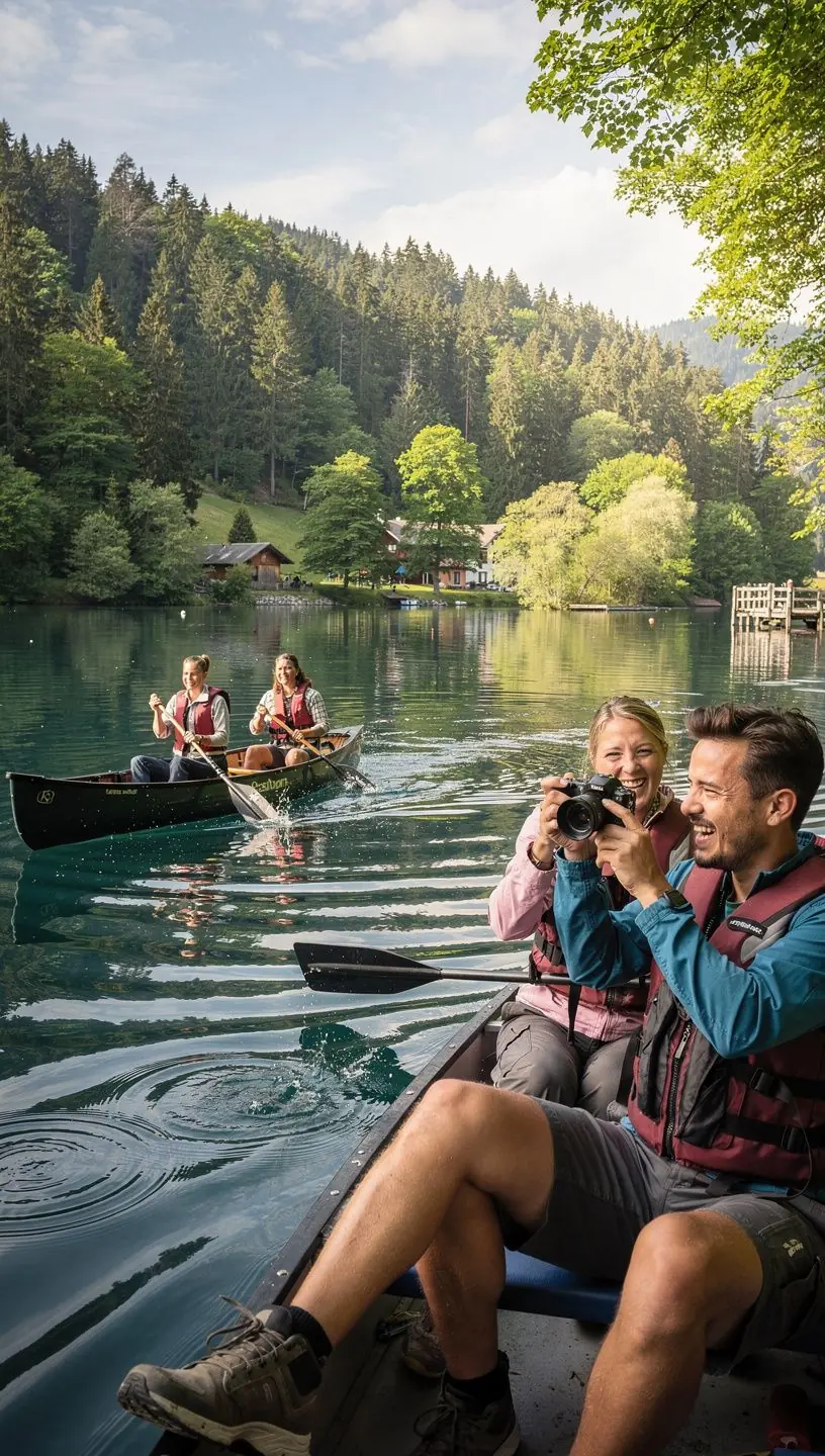 Landschaft mit malerischem Fluss und historischen Gebäuden, ideal für Wochenend-Kurzreisen in Deutschland.